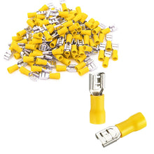 Load image into Gallery viewer, Female Quick disconnects Vinyl Insulated Spade Wire Connector Electrical Crimp Terminal 12-10 AWG Yellow Pack of 100