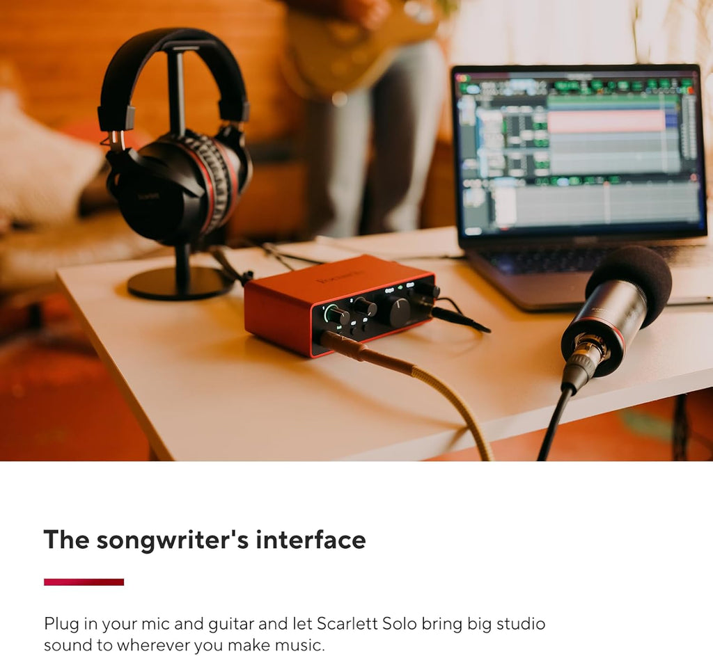 Focusrite Scarlett Solo USB Audio Interface Headphones + Pop Filter + XLR Cable