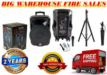 Load image into Gallery viewer, PRO 15" 4000W Bluetooth DSP FM Radio USB Portable PA DJ Speaker &amp; Stand