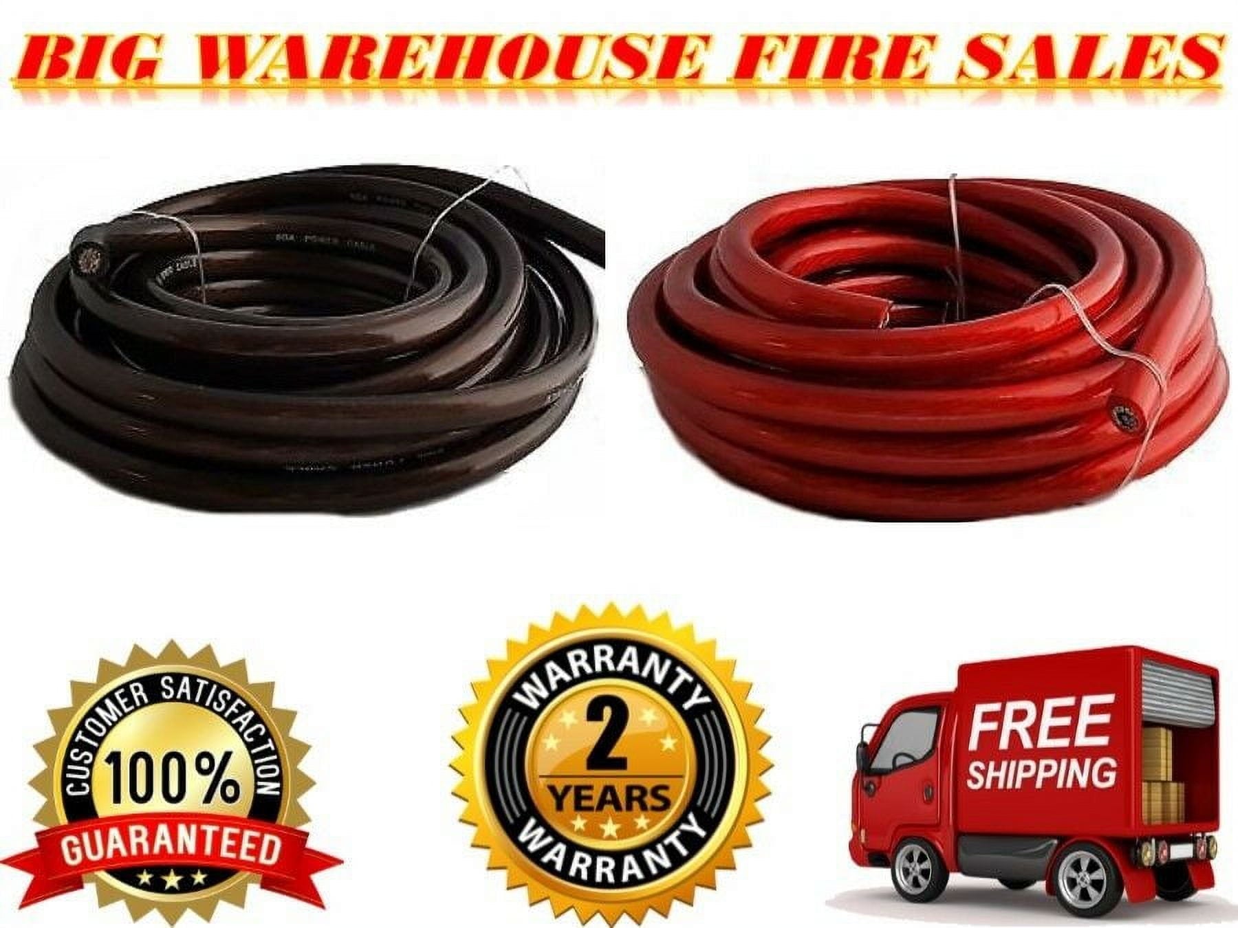 100 FEET PREMIUM 0 GAUGE BLACK & RED POWER + GROUND WIRE CABLE 1/0 GAU CAR AUDIO