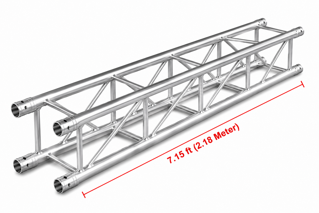 MR Truss MTTSQ715 7.15 Feet 2.15 Meter Universal Straight 12" Square Box Aluminum Lighting Trussing Segment for Pro Audio DJ with 2-inch Tubing