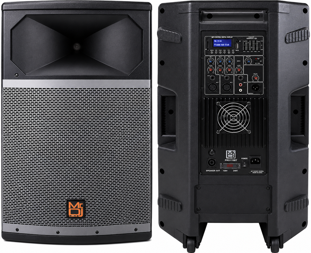 MR DJ PRO115BT PRO PA DJ 15" 2-Way Powered/Active Live Sound Loudspeaker