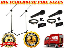 Load image into Gallery viewer, 2 Peavey PVI100XLR Wired Dynamic Cardioid Microphone+Mic Clip+Cable+Mic Stand