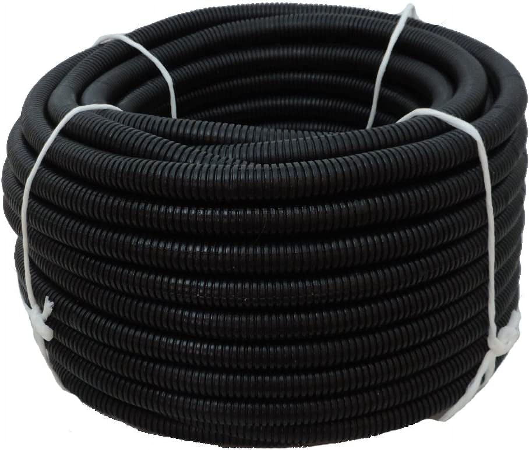 1" x 100' Flexible Corrugated Black LDPE NON Split Tubing Wire Loom