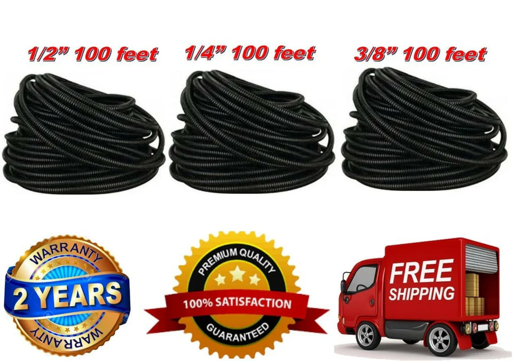 Absolute 3 Rolls 100 Feet Black 1/4" + 3/8" + 1/2" Split Loom