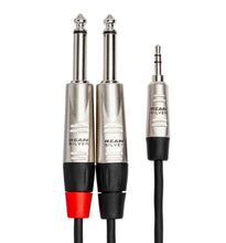 Load image into Gallery viewer, Hosa HMP-003Y, REAN 3.5mm TRS to Dual 1/4" TS Pro Stereo Breakout Cable - 3 Feet