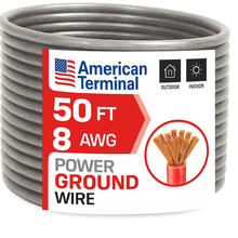 Load image into Gallery viewer, American Terminal ATP8G50SL 8GA 50' Silver Power Ground Wire Car Audio Amplifier Marine Cable