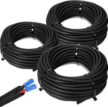 Load image into Gallery viewer, A-T 3-Pack 1/4", 3/8", 1/2" x 50 Feet Each Split Wire Loom Convoluted Tubing