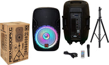 Load image into Gallery viewer, MR DJ PBX4200PKG 15" PA DJ 3000W Bluetooth Karaoke Speaker LED + Speaker Stand