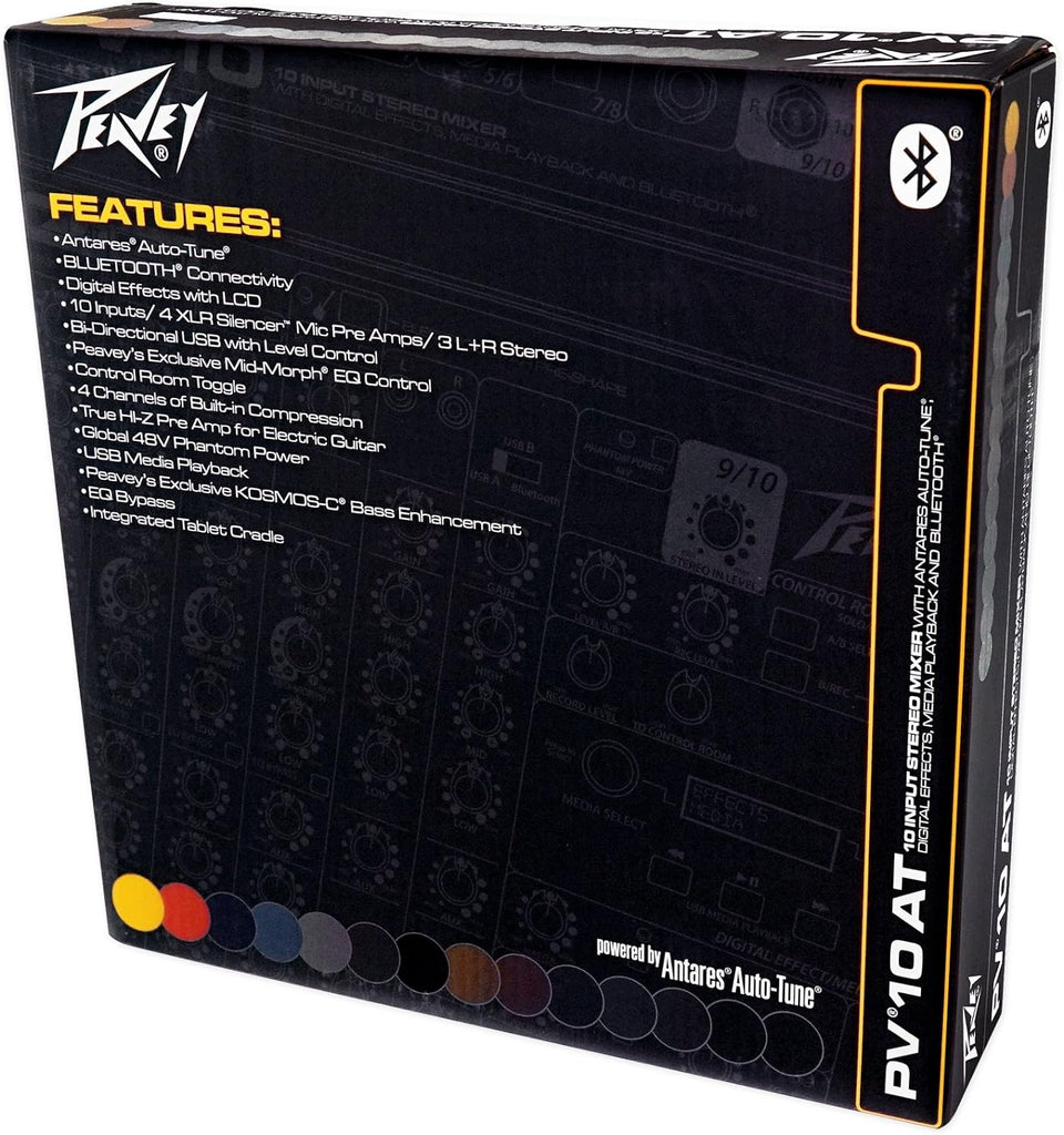 Peavey PV 10 AT 10 Channel Compact Mixing Mixer Console with Bluetooth Auto-Tune pitch correction + PVI 100 Microphone