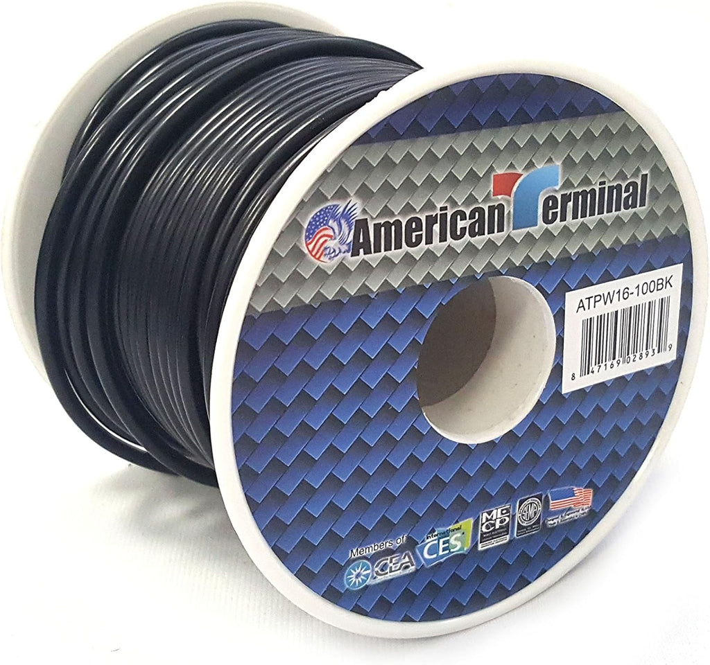 American Terminal ATPW16-100BK 16 Gauge Primary Wire, Black
