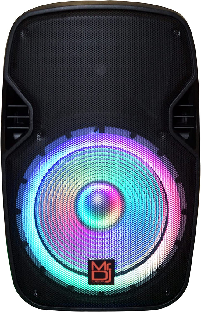 2 MR DJ PBX4200PKG 15" 2-Way PA DJ 3000W Active Powered Bluetooth Karaoke Speaker LED Lighting + Speaker Stand