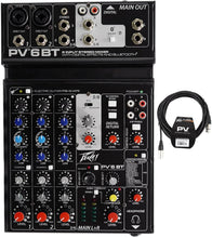Load image into Gallery viewer, Peavey PV 6 BT 6 Channel Compact Mixing Mixer Console with Bluetooth + 20' XLR