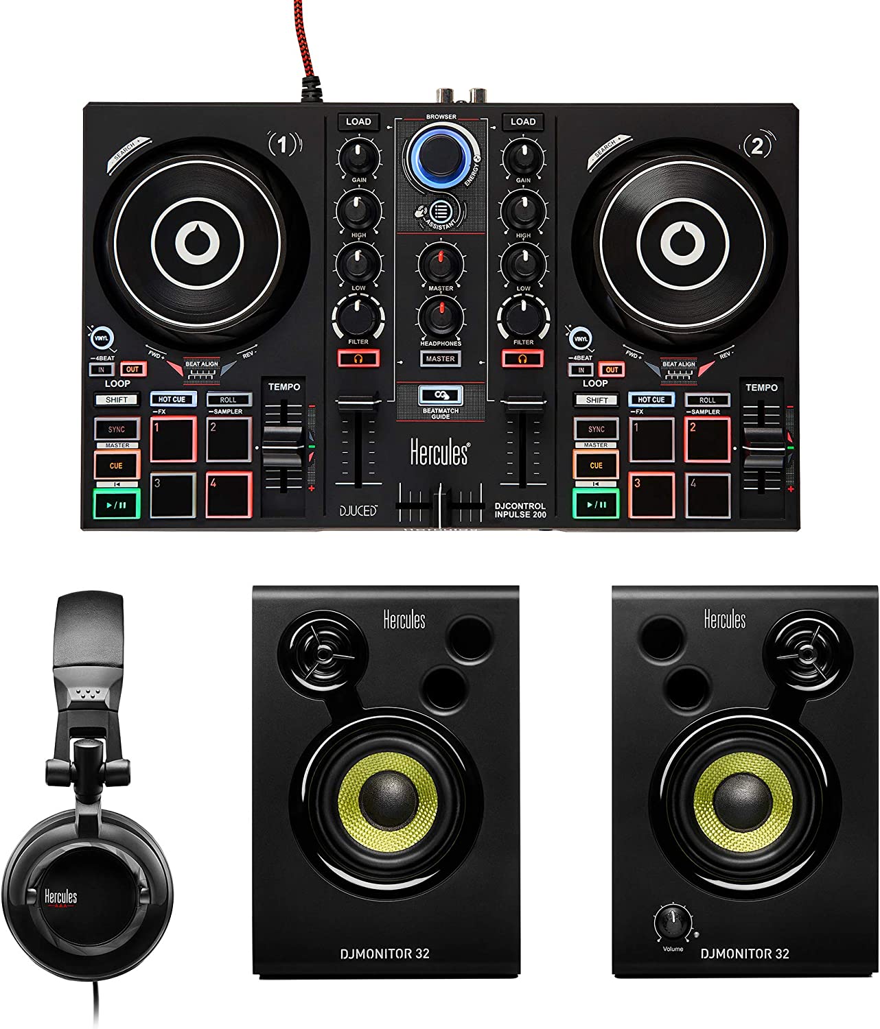 Hercules DJ Learning Kit w/ Controller, Speakers, Headphones, and Software