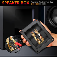 Load image into Gallery viewer, American Terminal 2PCS Rectangle 4-Way Speaker Box Terminal Cup with Banana Plugs, Screw Type Binding Post Subwoofer Box Speaker Terminal Plates for DIY Home Car Stereo Speaker &amp; Subwoofer