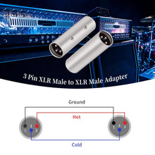 Load image into Gallery viewer, MR DJ AXLRMM-2 3-Pin XLR Male to 3-Pin XLR Male Audio Microphone Cable Extension Adapter Connector 2-Pack