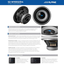 Load image into Gallery viewer, Alpine S2-W10D2 10" S-Series Dual 2 Ohm Car Subwoofer, 1800W Max, 600W RMS
