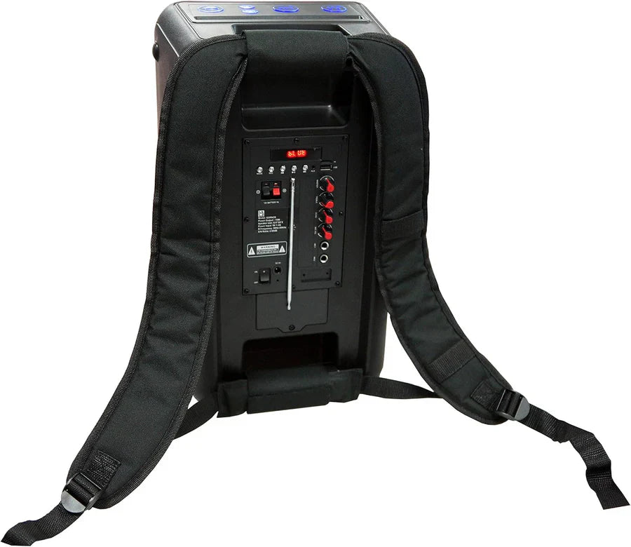2 MR DJ GOPACK Dual 6.5" 1200W Portable Speaker Bluetooth USB/Micro SD Rechargeable LED Accent Lighting