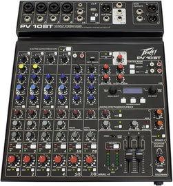 Peavey PV 10 BT 10 Channel Compact Mixing Mixer Console with Bluetooth +6 Samson Mics