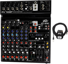 Load image into Gallery viewer, Peavey PV10BT Pro Audio Mixer,4 mic In,Bluetooth/USB,Compressor/Effects Bundle with Peavey PV 20' XLR Female to Male Low Z Mic Cable