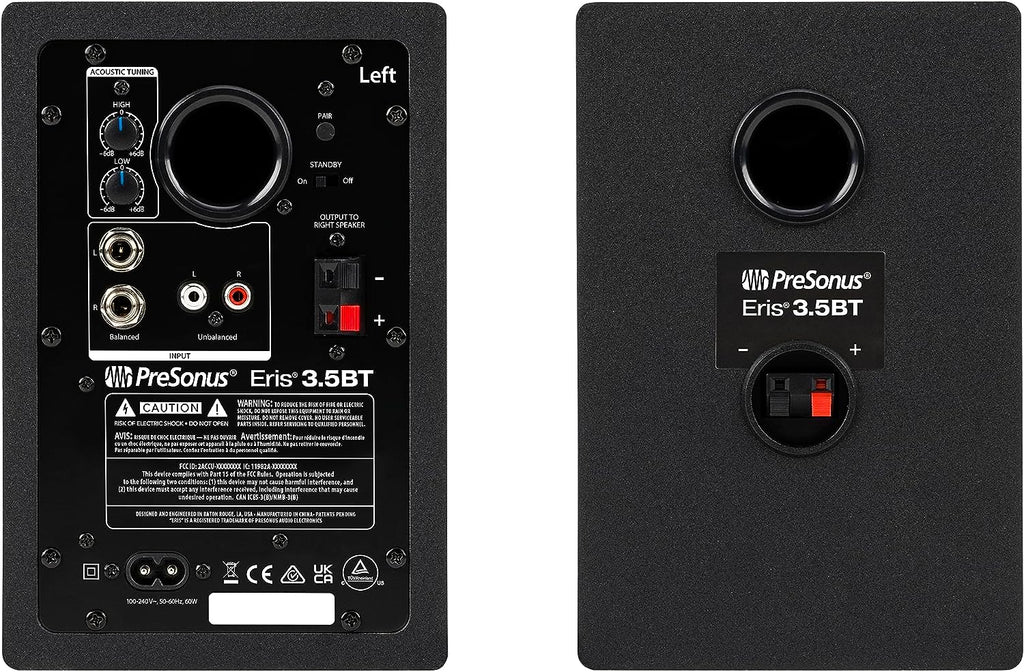 PreSonus Eris 3.5BT Bluetooth Studio Monitors, Pair — Powered, Active Monitor Speakers for Desktop, Turntable, Record Player, Bookshelf, DJ Speakers