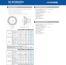 Load image into Gallery viewer, Alpine S2-W12D2 12" S-Series Dual 2 Ohm Car Subwoofer, 1800W Max, 600W RMS