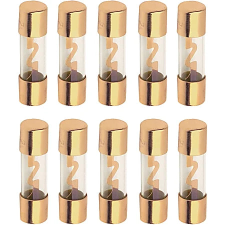 10 XP Audio X-AGU60 60 Amp AGU gold plated fuses round glass fuse