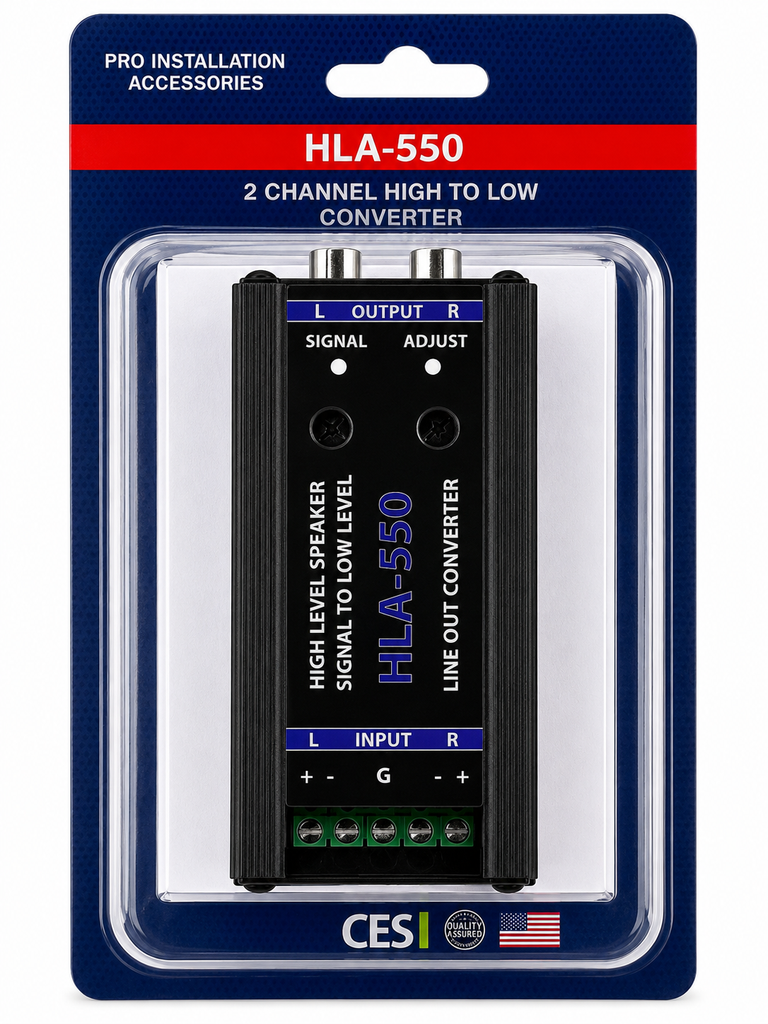 4 Absolute HLA550 2-Ch High-to-Low Line Output Converter Adjustable Speaker Level to RCA Converter