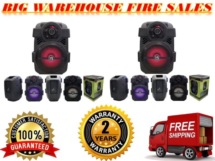 2 MR DJ PSE-80BT 8" Portable Active Speaker Rechargeable Battery Bluetooth 1200W