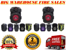 Load image into Gallery viewer, 2 MR DJ PSE-80BT 8" Portable Active Speaker Rechargeable Battery Bluetooth 1200W