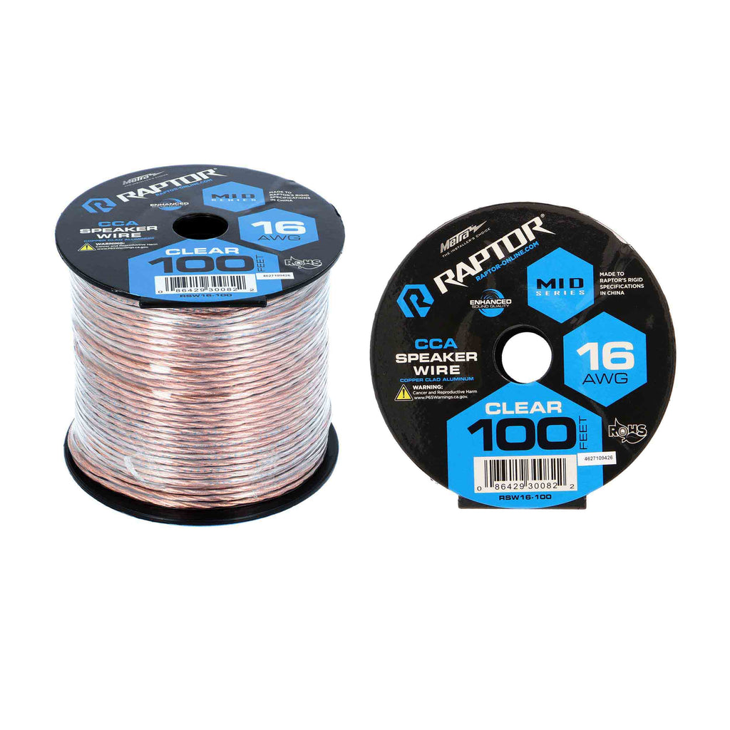 Raptor RSW16-200 Speaker Wire 16GA CLEAR 100FT - Vice Series