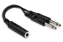 Load image into Gallery viewer, Hosa YPP-106 Y Cable, 1/4 in TSF to Dual 1/4 in TS