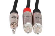 Load image into Gallery viewer, Hosa HMR-010Y Pro Stereo Breakout REAN 3.5 mm TRS to Dual RCA - 10 Feet