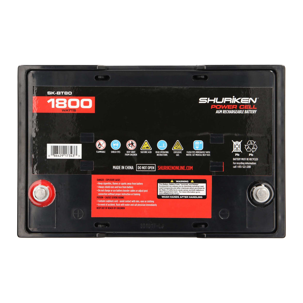 Shuriken SK-BT80 12V High Performance AGM Power Cell Battery for Systems Up To 1800 Watts