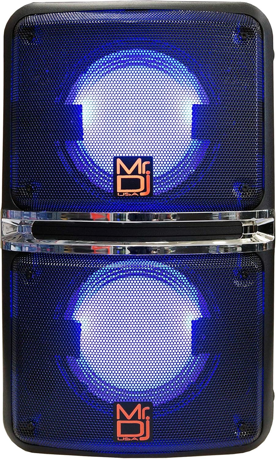 MR Dj GOPACK Bluetooth Speaker<br/>Dual 6.5" Portable Outdoor Speaker Built-in Bluetooth, USB/Micro SD Card Reader, with Rechargeable Battery & LED Accent Lighting 1200W P.M.P.O