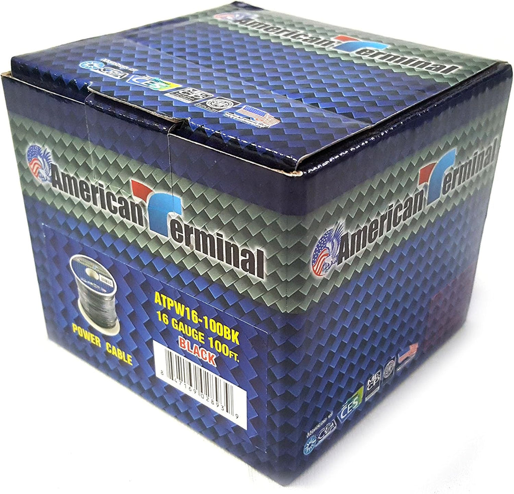 American Terminal ATPW16-100BK 16 Gauge Primary Wire, Black