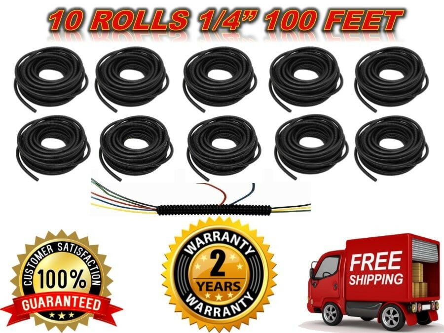 ABSOLUTE SLT14 1000 FEET 1/4" SPLIT LOOM WIRE TUBING HOSE COVER AUTO HOME MARINE