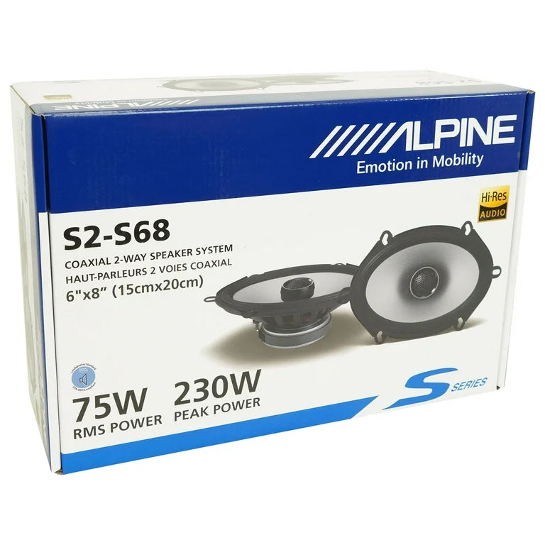 2 Alpine S2-S68 6x8" 5x7" Rear & Front Speaker Kit Fit 05-07 Ford F-250/350/450/550 + Harness