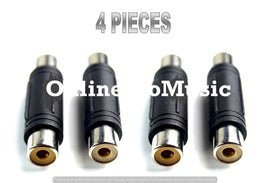 4 Pack Black Female to Female Gold RCA cable cord Coupler Joiner Barrel Connectors