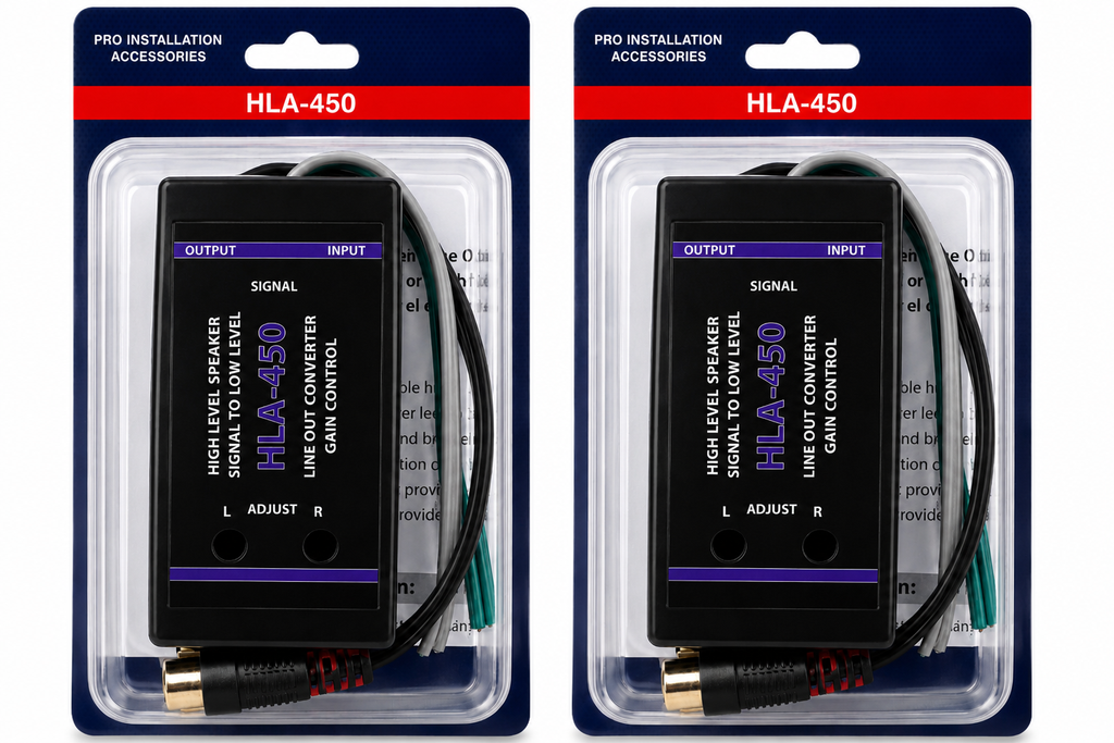 2 Absolute HLA450 2-Ch High-to-Low Line Output Converter Adjustable Speaker Level to RCA Converter