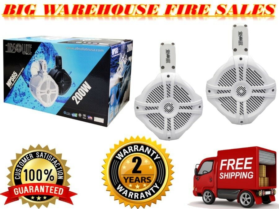 2 Absolute MPS65W Marine RV 6.5" 200W RMS Wake Tower POD Enclosure Speaker