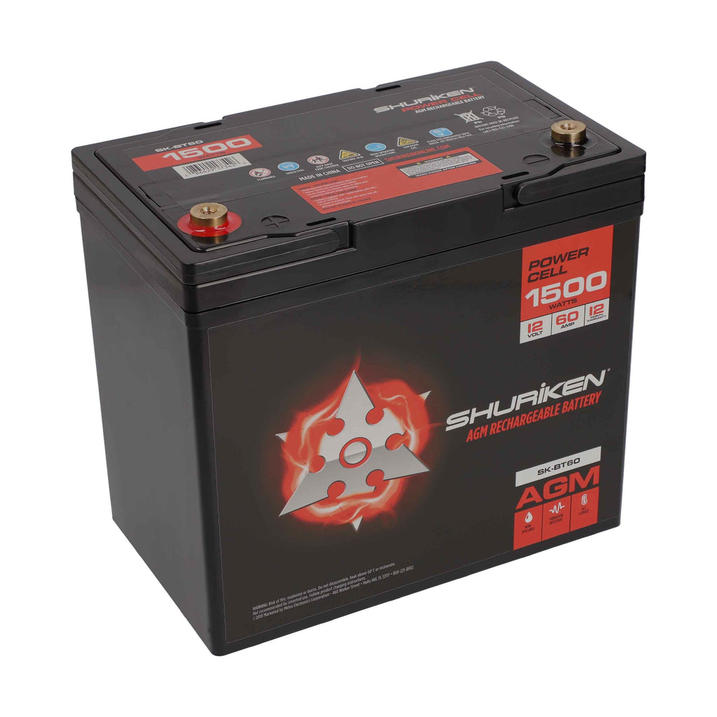 Shuriken SK-BT60 12V High Performance AGM Power Cell Battery for Systems Up To 1500 Watts