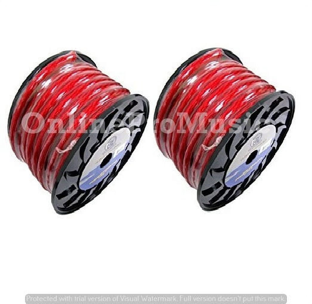 2 BULLZ Audio 1/0 Gauge 50 FT Xtreme Twisted Power Ground Wire Cables Red