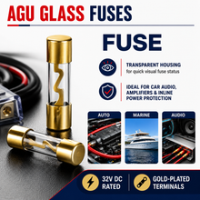 Load image into Gallery viewer, Absolute AGULB-50 5-Pack 50 Amp AGU Glass Fuses with Blue LED Blown Fuse Indicator