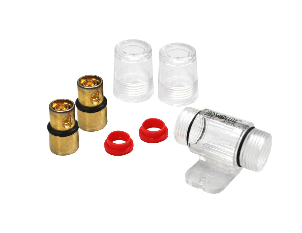 American Terminal 10 Pack AGU Fuse Holder 4 6 8 10 Gauge In Line Glass Fuses AWG Wire Gold