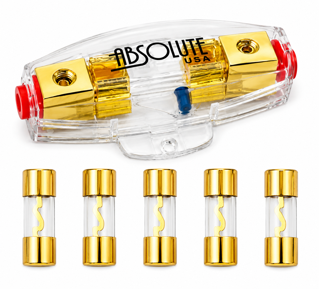 Absolute AGHLB Inline AGU Fuse Holder Blue LED Blown Fuse Indicator + 70A fuses