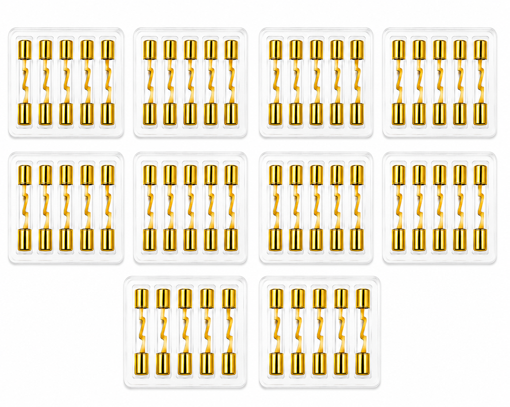 Absolute AGU80-50 50 Pack 80 Amp Gold-Plated AGU Glass Fuse