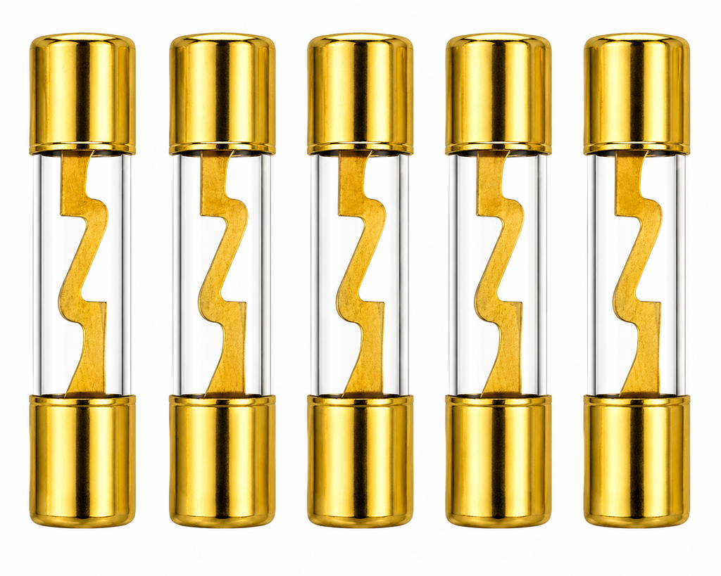 Absolute AGU50-5 5-Pack 50 Amp Gold-Plated AGU Glass Fuses