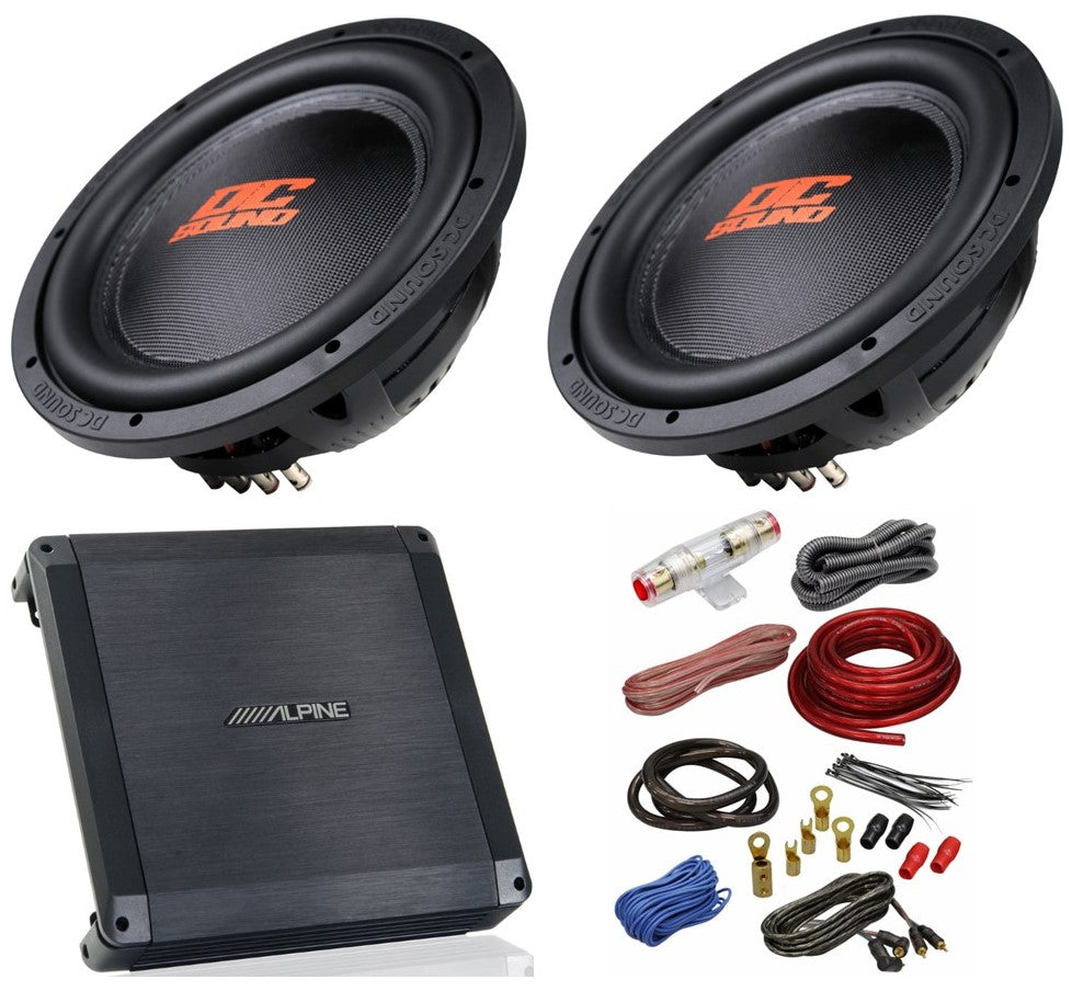 Alpine BBX-T600 600W 2 Ch Amplifier & 2 DSW2000 10" Subwoofer & 4G Amp Kit