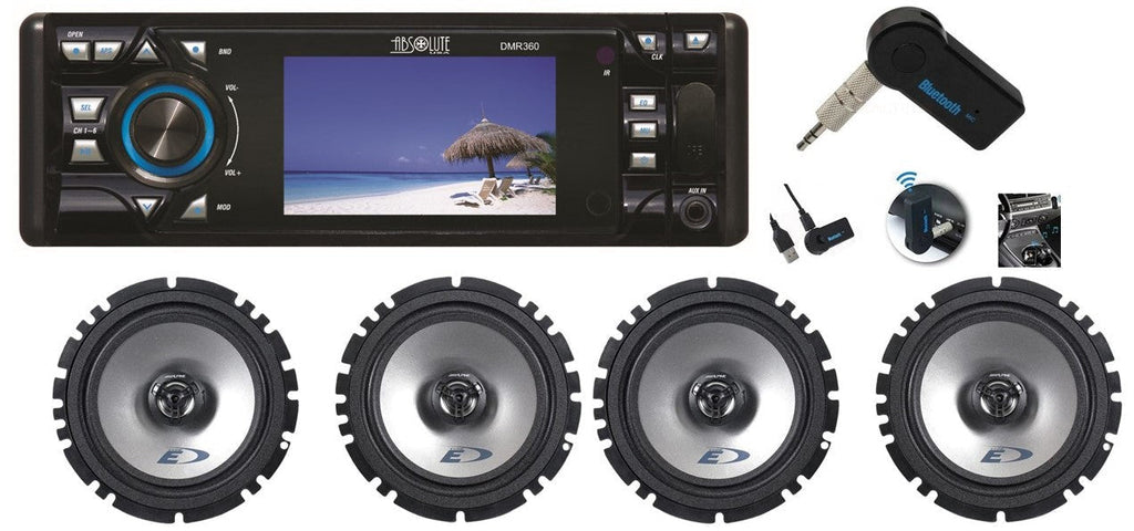 Absolute DMR-360BTAD 3.5" Car Stereo DVD/CD/MP3/AM/FM Player & 2 SXE-1726S 6.5" Speakers